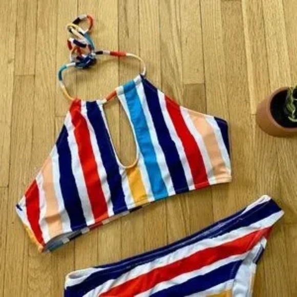 CUPSHE Candy Rainbow Halter Bikini Set Size M - Picture 2 of 12